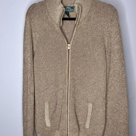 Lauren Ralph Lauren gold zip cardigan XL - Picture 4 of 6